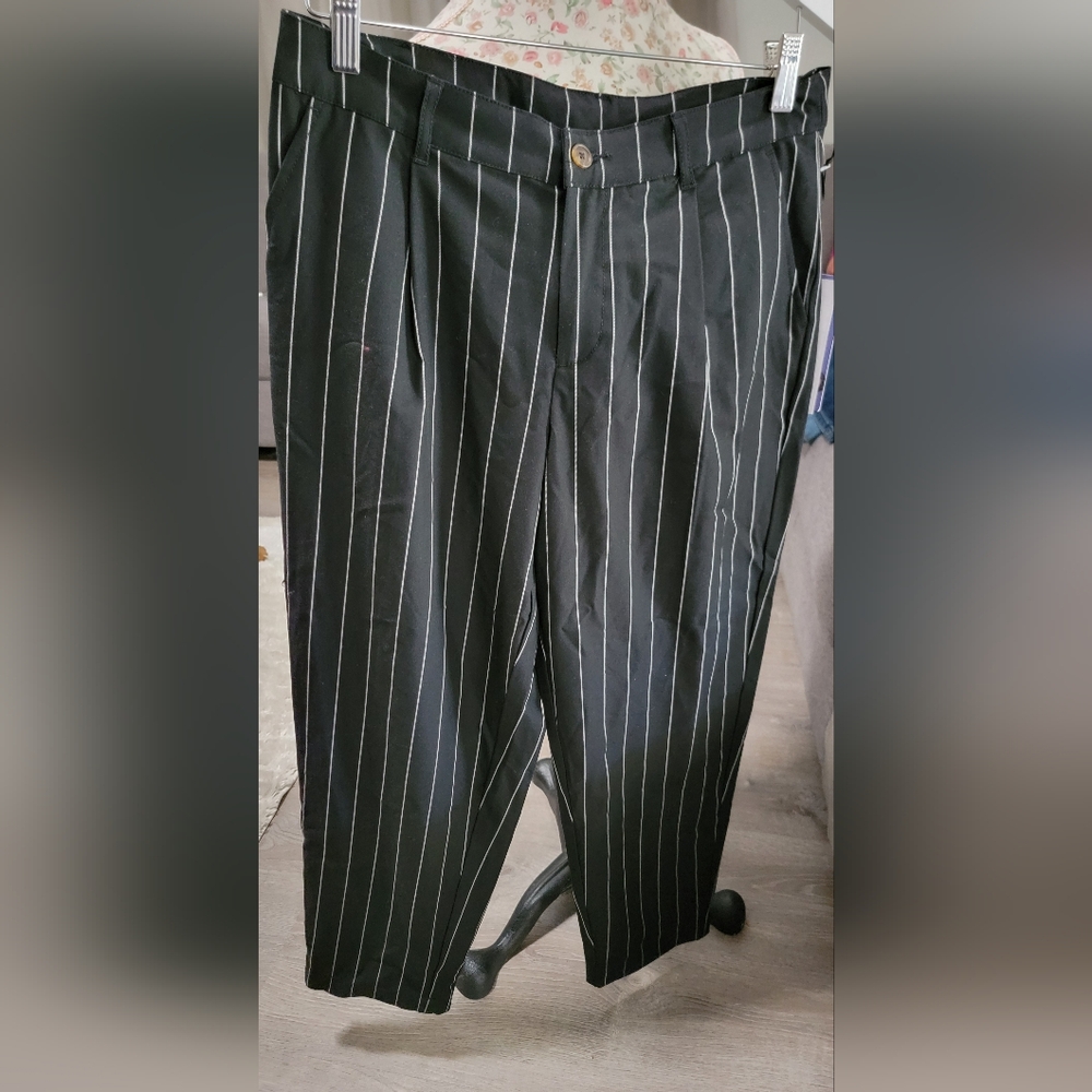 Future Collective Black Pinstripe Pants Size 6